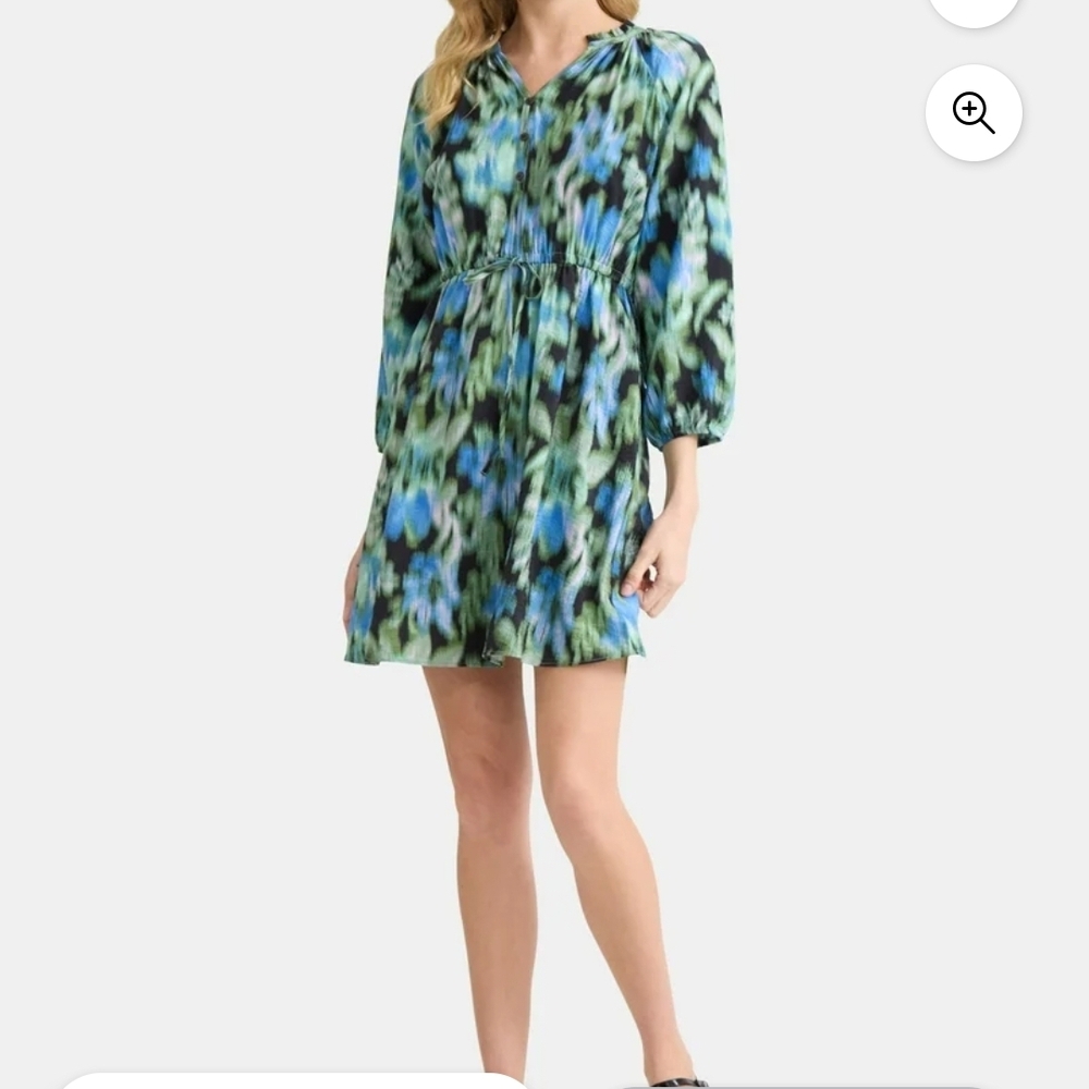 Time and Tru Vibrant Blue and Green Mini Dress